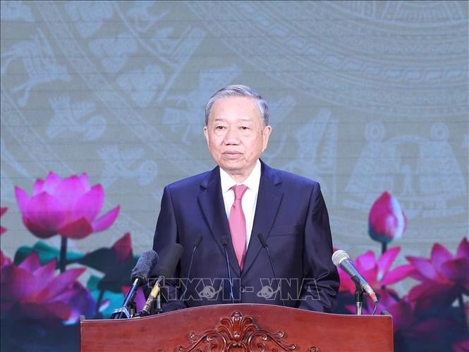Tổng Bí thư Tô Lâm phát biểu tại buổi lễ (Ảnh: TTXVN
