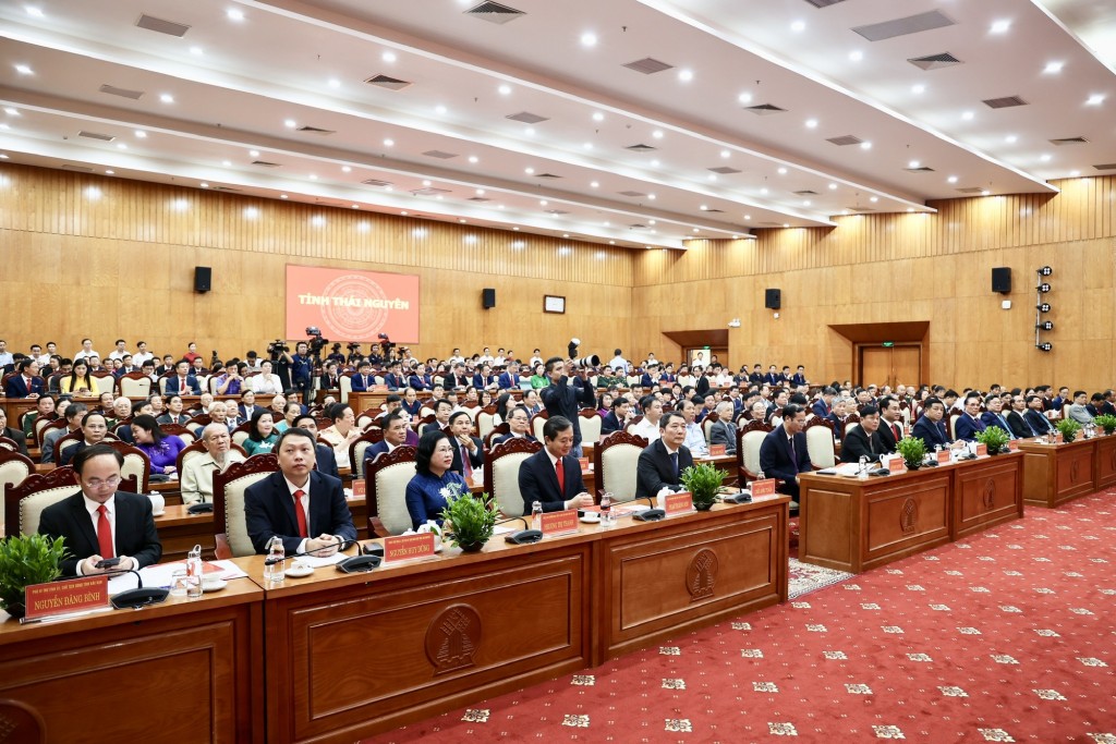 Các đại biểu dự buổi lễ tại tỉnh Thái Nguyên - Ảnh: VGP/Thu Sa