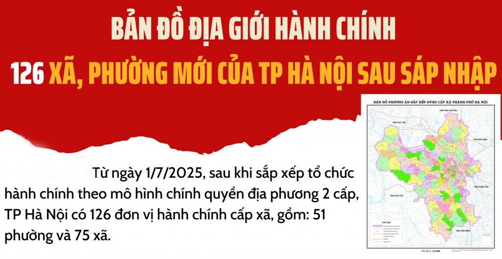 Chi tiết bản đồ phương án thành lập 126 xã, phường của thành phố Hà Nội