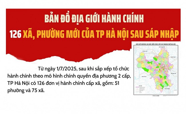 Chi tiết bản đồ phương án thành lập 126 xã, phường của thành phố Hà Nội
