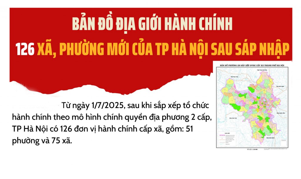 Bản đồ phương án thành lập 126 xã, phường của thành phố Hà Nội