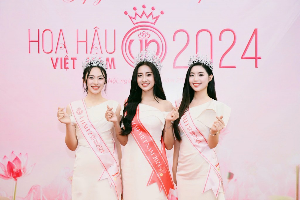 Top 3 Hoa hậu Việt Nam 2024 tại buổi gặp gỡ