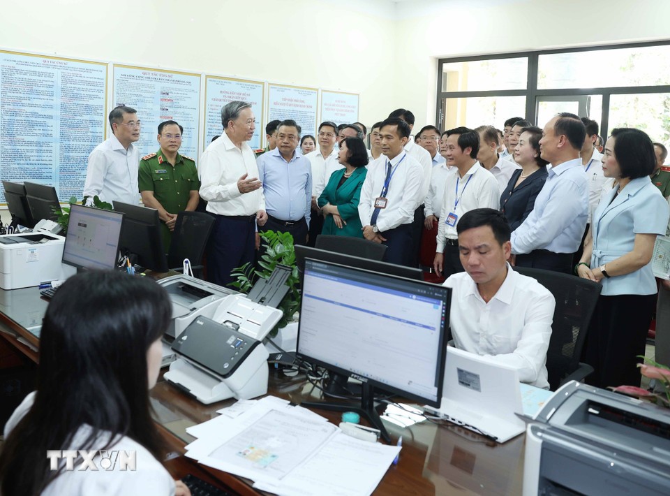 Tổng Bí thư Tô Lâm kiểm tra hoạt động của chính quyền địa phương 2 cấp ở Hà Nội