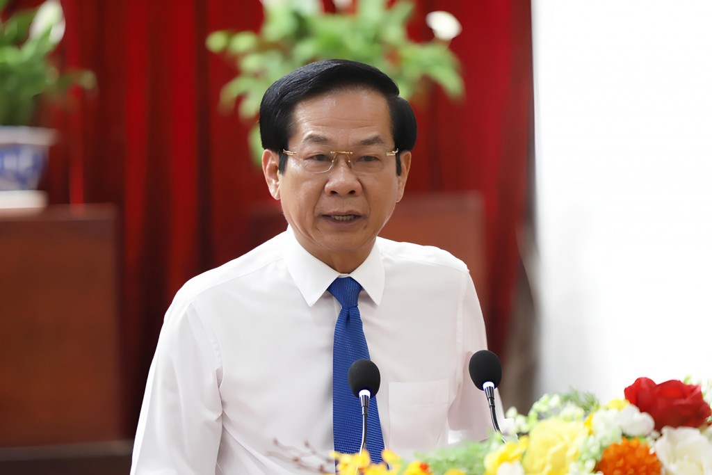 Bí thư Thành ủy Cần Thơ Đỗ Thanh Bình phát biểu giao nhiệm vụ tại hội nghị (Ảnh: Chí Quốc)