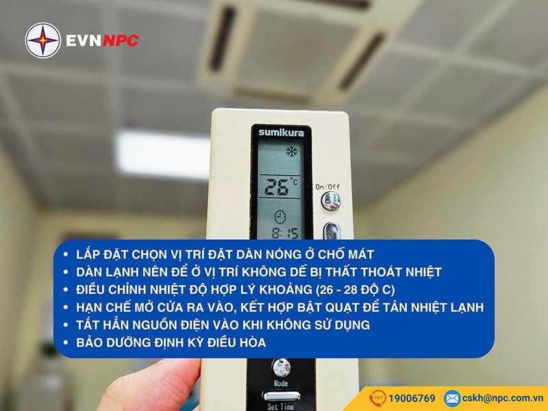 EVNNPC khuyến cáo khách hàng để nhiệt độ điều hoà phù hợp, hiệu quả trong mùa nắng nóng