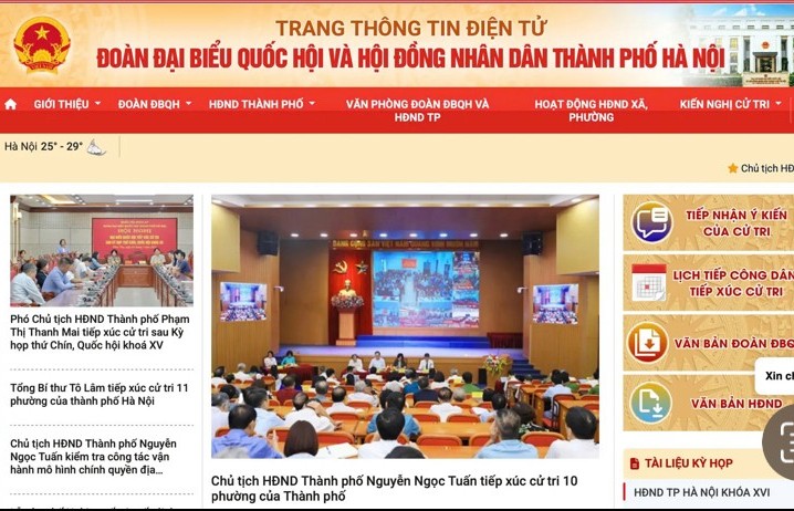 Trang TTĐT Đoàn ĐBQH và HĐND TP Hà Nội cập nhật giao diện mới