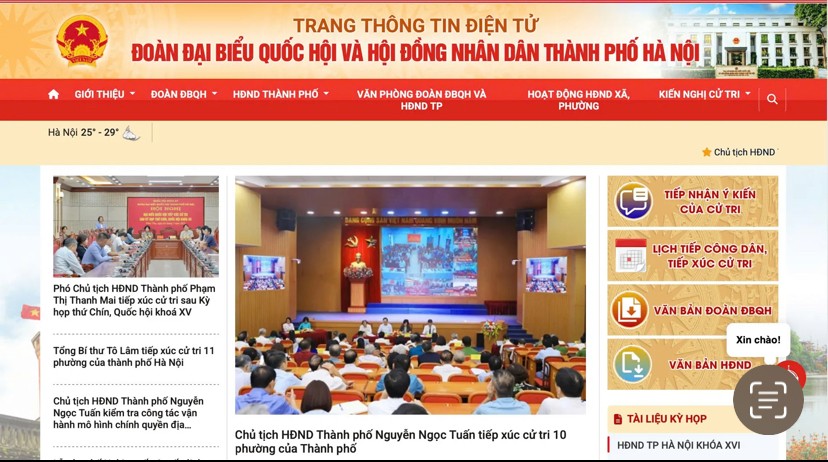 Trang TTĐT Đoàn ĐBQH và HĐND TP Hà Nội cập nhật giao diện mới