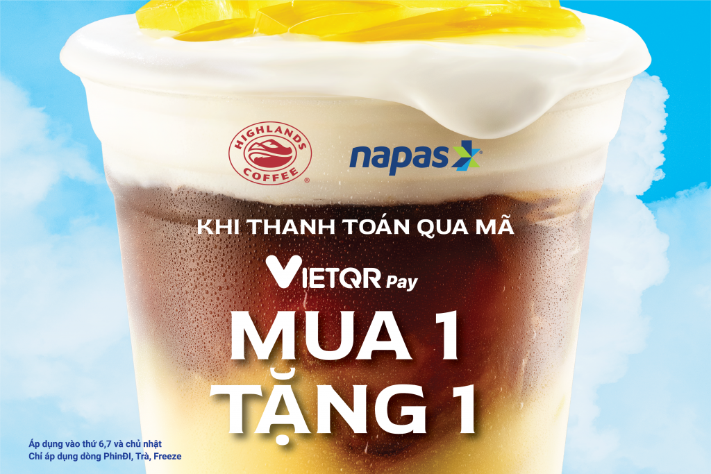 Mua 1 tặng 1 tại Highlands khi thanh toán bằng VIETQRPay