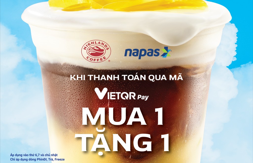 Mua 1 tặng 1 tại Highlands khi thanh toán bằng VIETQRPay