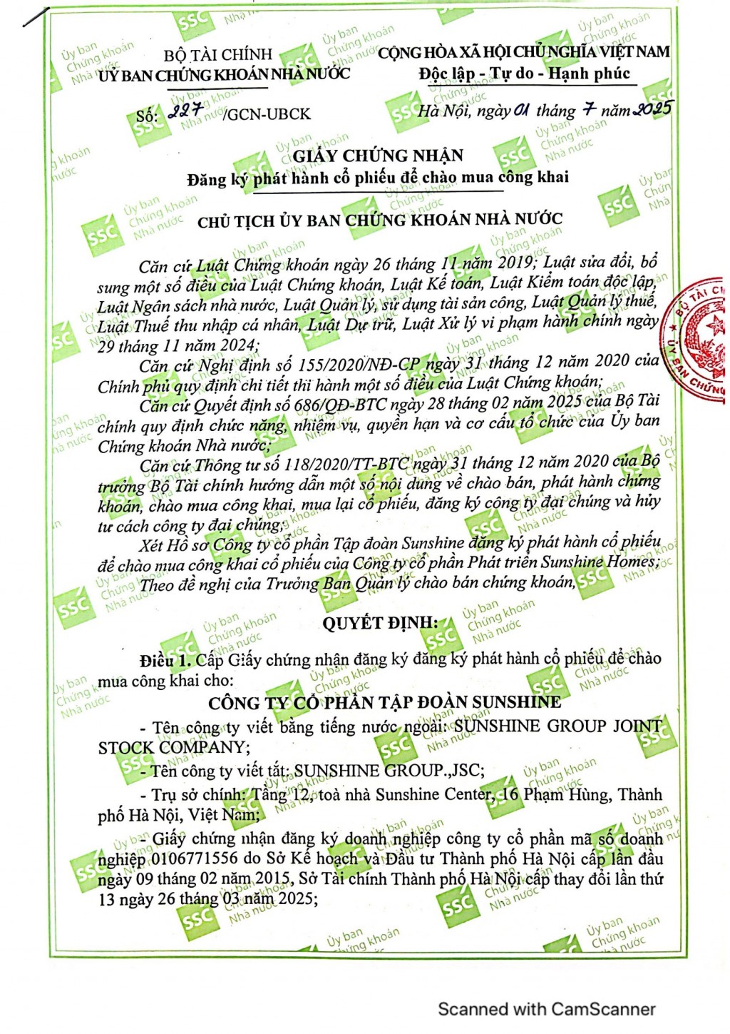 Tập đoàn Sunshine chào mua công khai cổ phiếu