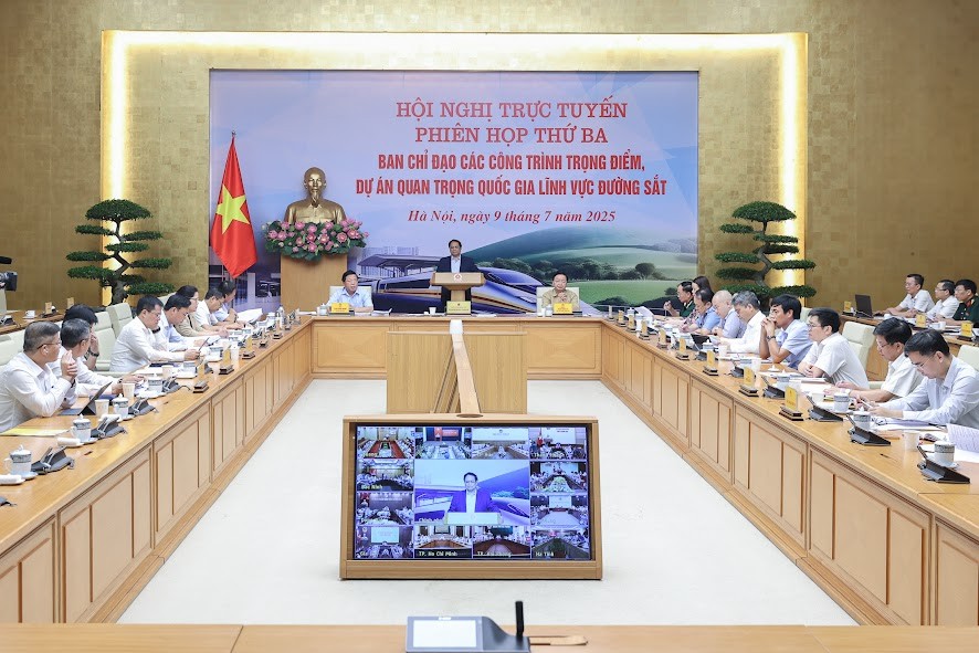 Thủ tướng Phạm Minh Chính yêu cầu đồng loạt tổ chức khởi công các dự án giải phóng mặt bằng cho đường sắt tốc độ cao Bắc – Nam và tuyến đường sắt Lào Cai - Hà Nội - Hải Phòng vào 19/8/2025 và hoàn thành trong năm 2026 - Ảnh: VGP/Nhật Bắc