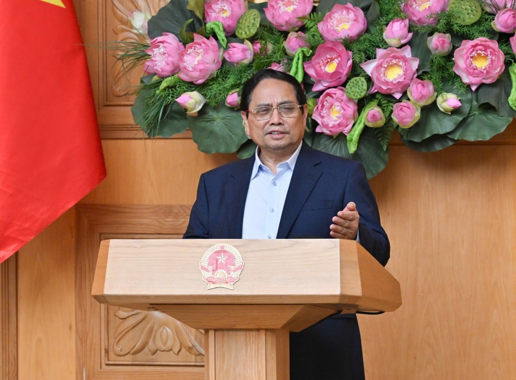 Thủ tướng Phạm Minh Chính, Trưởng Ban Chỉ đạo Trung ương triển khai xóa nhà tạm, nhà dột nát trên phạm vi cả nước, chủ trì phiên họp thứ 6 của Ban Chỉ đạo - Ảnh: VGP/Nhật Bắc
