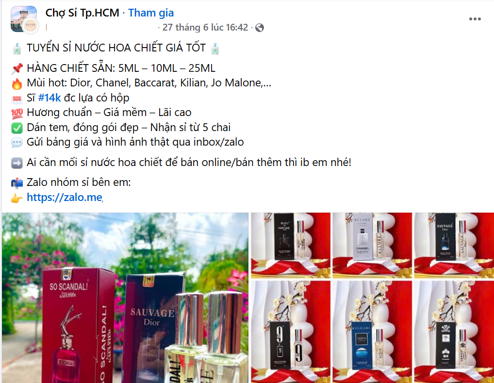 Kinh doanh nước hoa oline