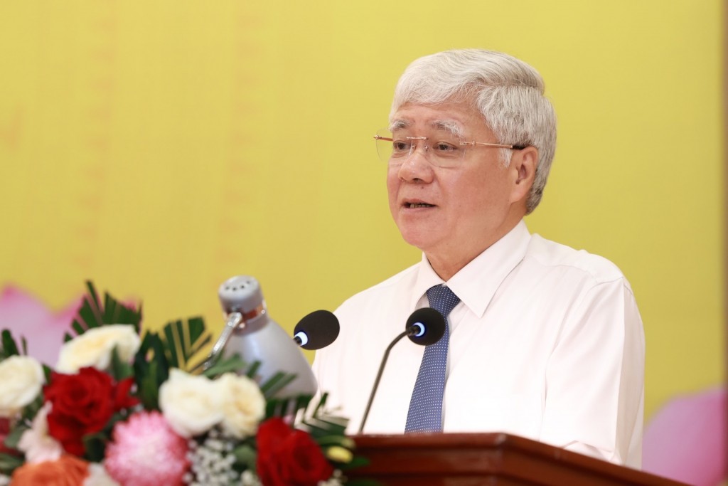 Chủ tịch UBTƯ MTTQ Việt Nam Đỗ Văn Chiến phát biểu tại Hội nghị.
