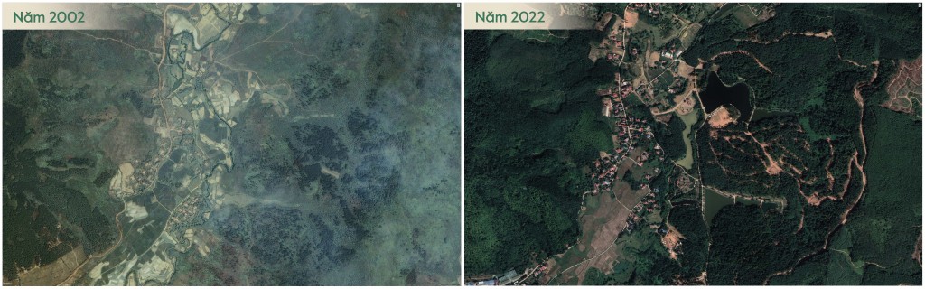 Thanh Xuan Valley 2002 và 2022. Ảnh: Google Earth.