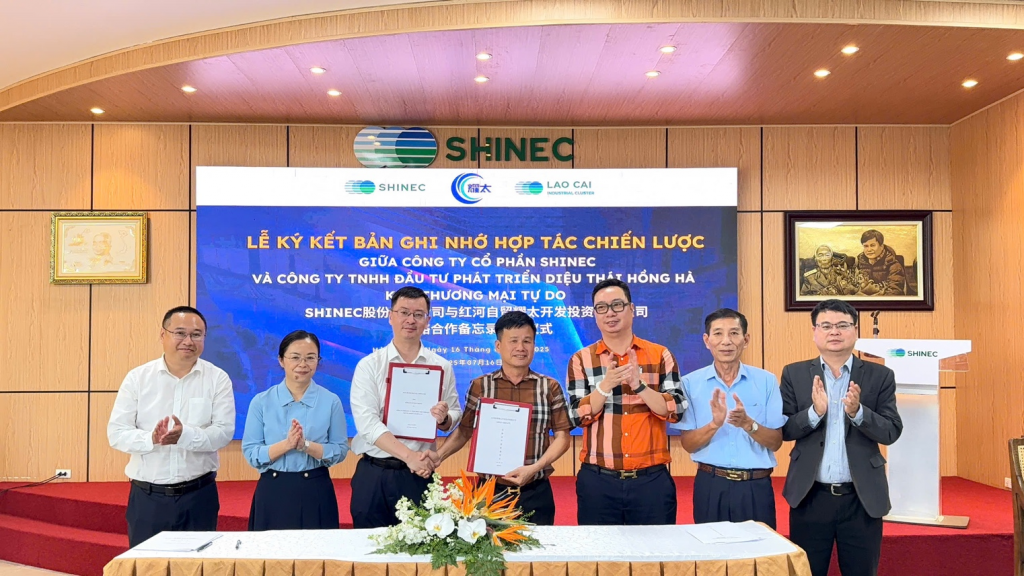 Công ty Shinec (Việt Nam) và Công ty Diệu Thái – Khu Thương mại Tự do Hồng Hà (Trung Quốc) đã chính thức ký kết Biên bản ghi nhớ hợp tác chiến lược, với tổng giá trị hợp tác dự kiến không dưới 500 triệu USD