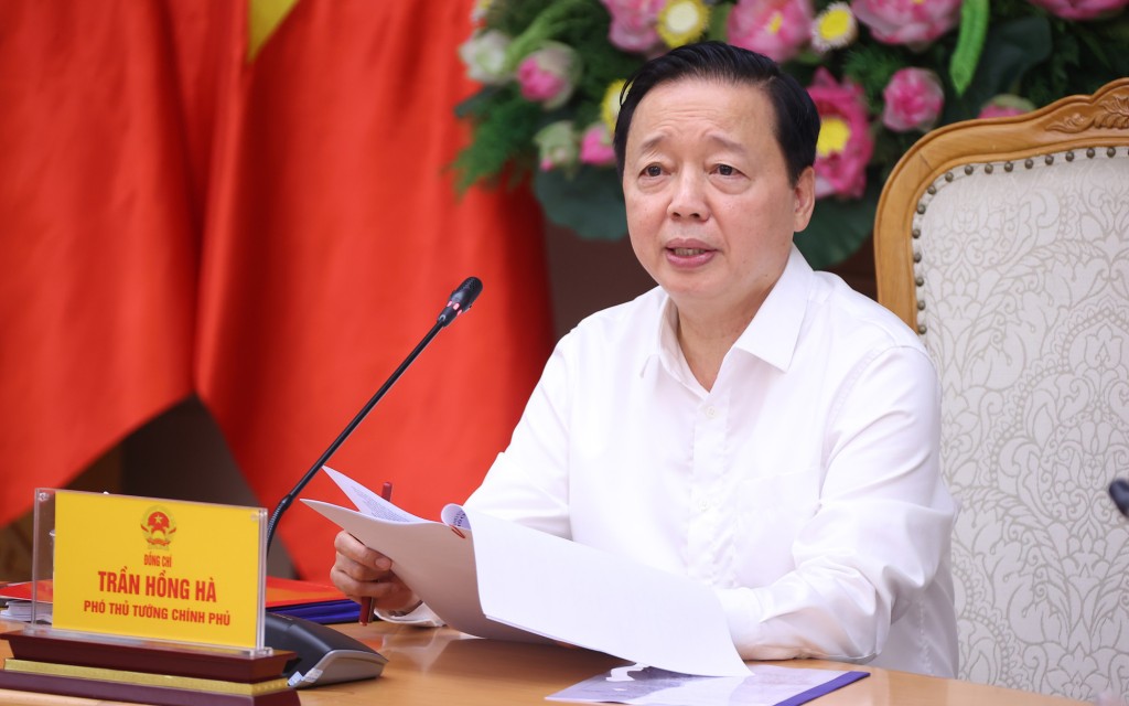 Phó Thủ tướng Trần Hồng Hà, Tổ trưởng Tổ Chỉ đạo số 3 của Đảng bộ Chính phủ nhiệm kỳ 2025-2030, chủ trì cuộc làm việc cho ý kiến về công tác chuẩn bị Đại hội Đảng bộ Bộ Xây dựng nhiệm kỳ 2025-2030 - Ảnh: VGP/Minh Khôi