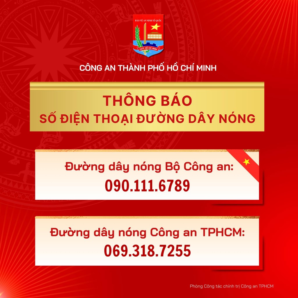 Đường dây nóng do Công an công bố
