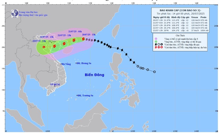 Tin khẩn cấp cơn bão số 3: Hà Nội có mưa to, dông và gió giật mạnh