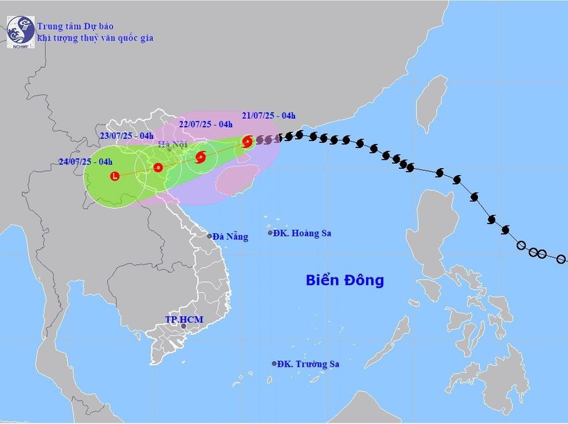 Đường đi của bão số 3. (Nguồn: Trung tâm Dự báo Khí tượng Thủy văn Quốc gia)