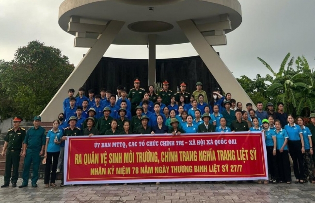 Đồng loạt tổng vệ sinh môi trường, chỉnh trang khuôn viên nghĩa trang liệt sĩ