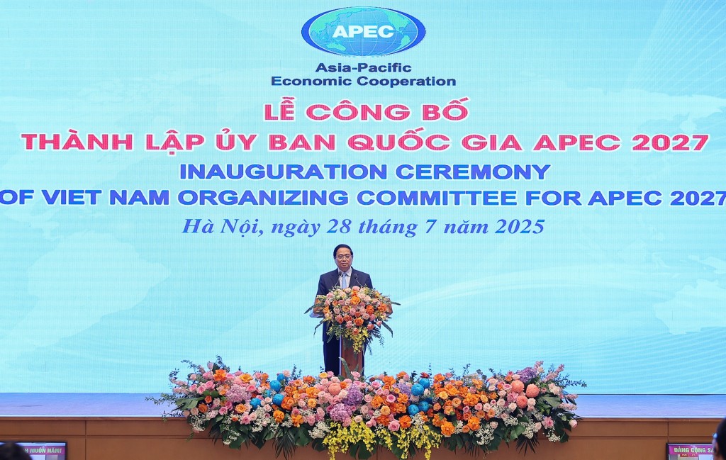 Thủ tướng Phạm Minh Chính đánh giá đăng cai Năm APEC 2027 là vinh dự đối với Việt Nam và cũng là một trọng trách quốc tế - Ảnh: VGP/Nhật Bắc