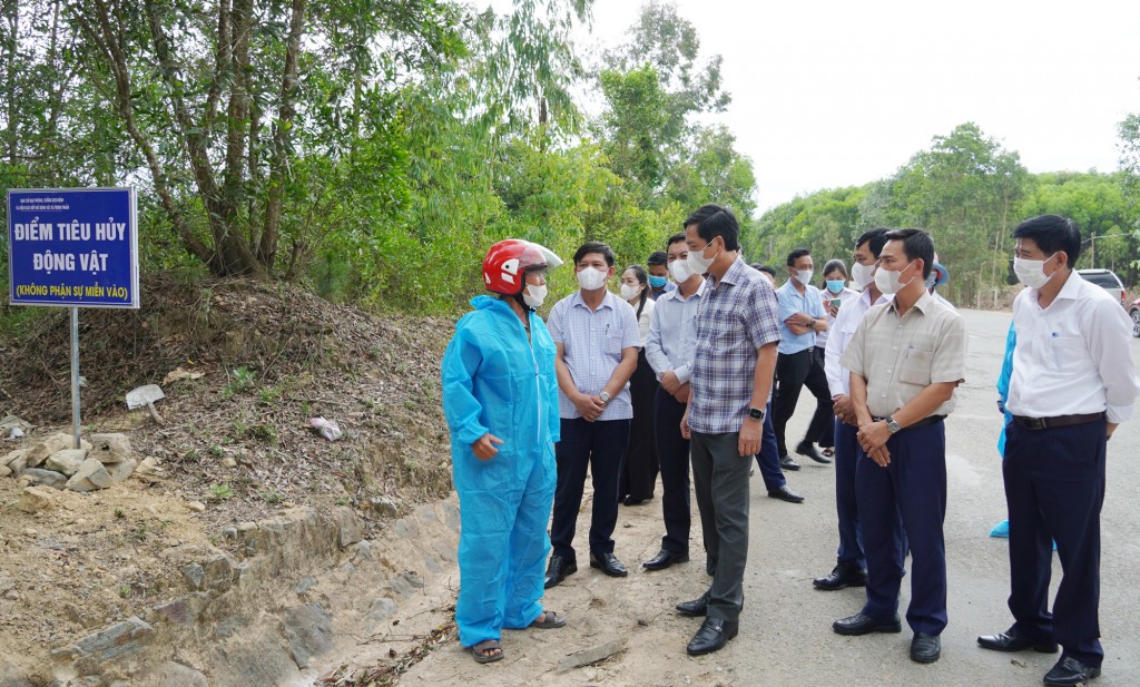 Phó Chủ tịch Thường trực UBND tỉnh Hoàng Nam kiểm tra điểm tiêu hủy ở xã Trung Thuần