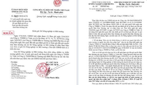 Công văn số 4263/UBND-KTL của tỉnh Quảng Ngãi