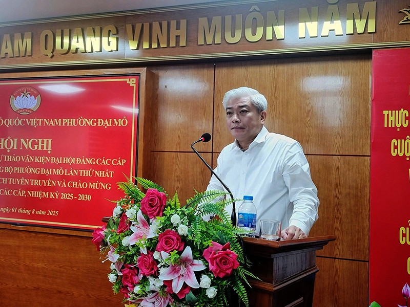 Đồng chí Mai Trọng Thái – Bí thư Đảng ủy, Chủ tịch HĐND phường phát biểu chỉ đạo hội nghị