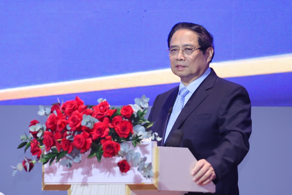 Thủ tướng Phạm Minh Chính, Trưởng Ban Chỉ đạo quốc gia về Trung tâm tài chính quốc tế tại Việt Nam, chủ trì Hội nghị triển khai Nghị quyết của Quốc hội về Trung tâm tài chính quốc tế tại Việt Nam - Ảnh: VGP/Nhật Bắc