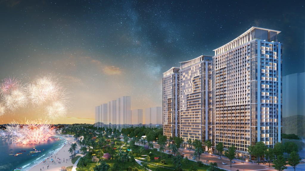 Sun Centro Town sở hữu vị trí trung tâm Bãi Cháy, sát biển, view trọn 1.969 hòn đảo (Ảnh: Sun Property).