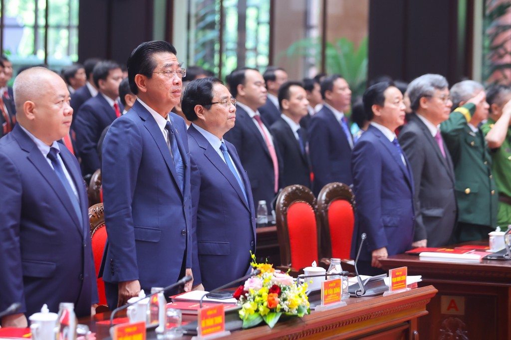 Thủ tướng Phạm Minh Chính và các đại biểu dự Đại hội đại biểu Đảng bộ Bộ Xây dựng nhiệm kỳ 2025 - 2030 - Ảnh: VGP/Nhật Bắc