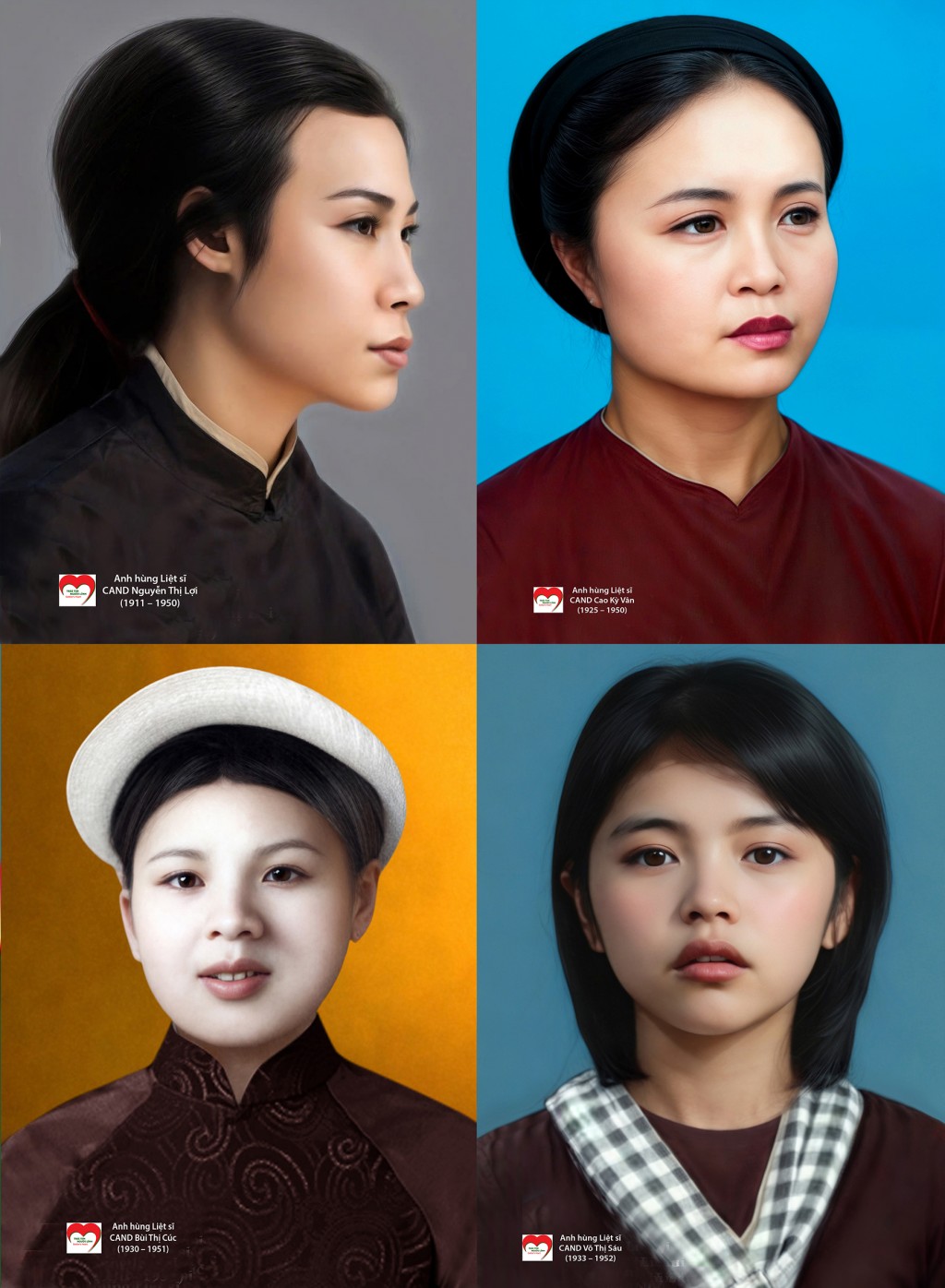 4 nữ Anh hùng-Liệt sĩ Công an nhân dân đầu tiên của nước ta được phục dựng lại ảnh.