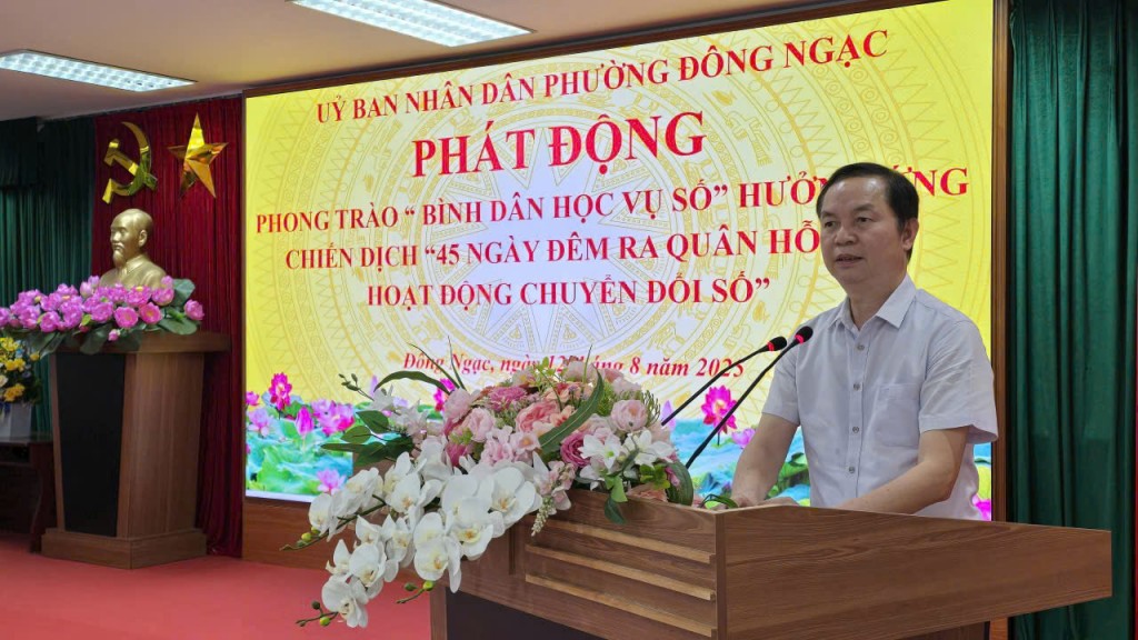Đồng chí Nguyễn Văn Hách: Phó Bí thư Đảng ủy - Chủ tịch UBND phường phát biểu