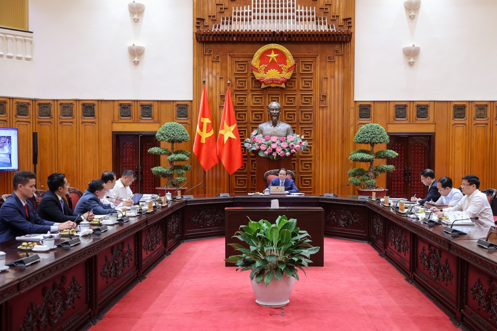 Thủ tướng hoan nghênh sự chủ động, chương trình đầu tư, phát triển của CT Group phù hợp với chiến lược phát triển công nghệ lõi của Việt Nam - Ảnh: VGP/Nhật Bắc