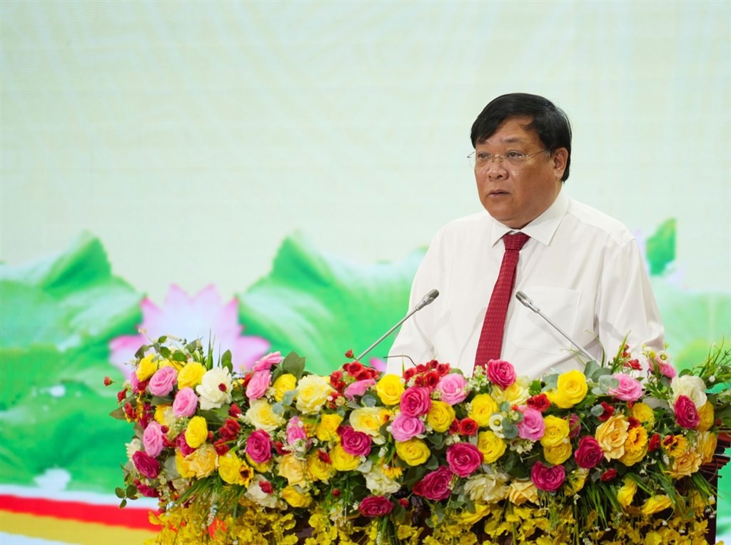 Phó Bí thư Tỉnh ủy, Chủ tịch UBND tỉnh Phạm Thành Ngại phát biểu tại buổi lễ.
