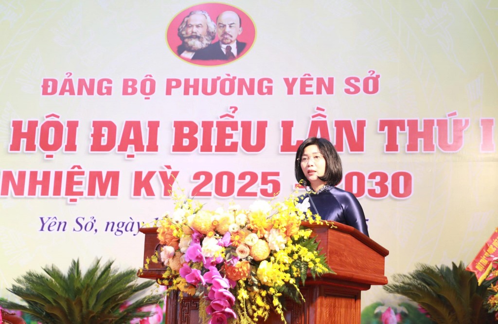 đồng chí Phùng Thị Hồng Hà phát biểu chỉ đạo tại Đại hội
