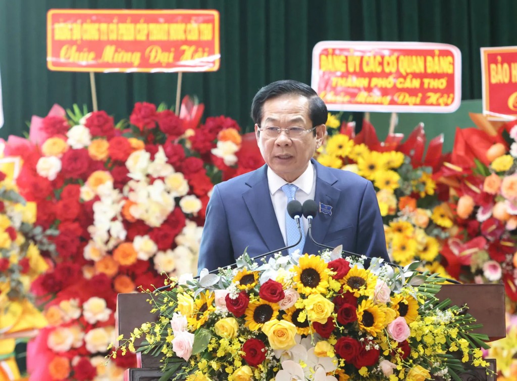 Bí thư Thành ủy Cần Thơ Đỗ Thanh Bình phát biểu chỉ đạo tại đại hội.