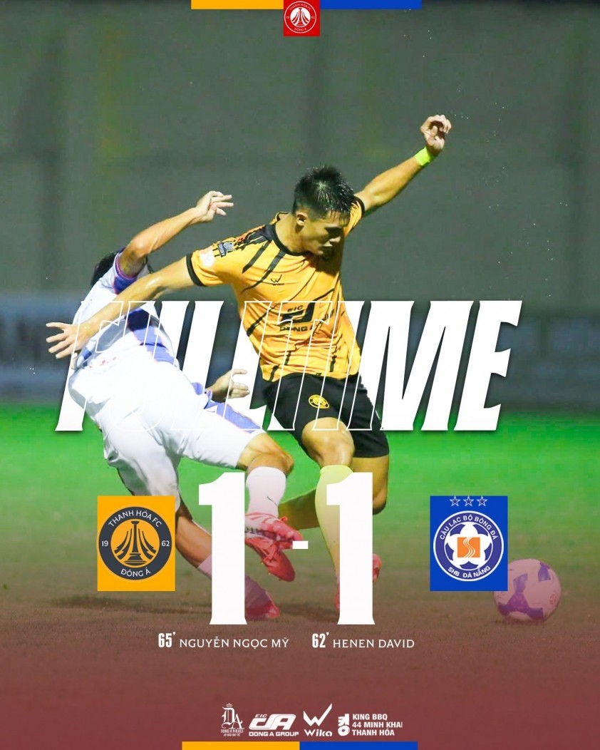 Vòng 1 V-League 2025/26: Thanh Hóa chia điểm cùng Đà Nẵng