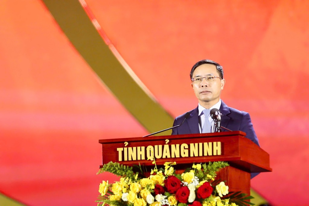 Chủ tịch Ủy ban nhân dân tỉnh Quảng Ninh Phạm Đức Ấn phát biểu tại Lễ công bố.