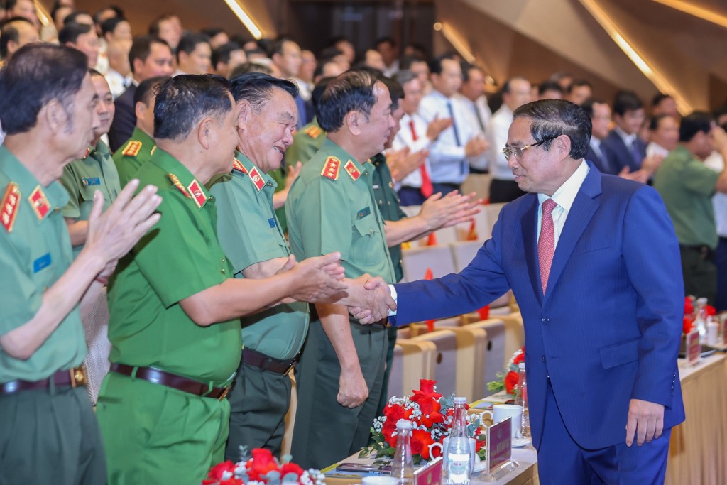 Thủ tướng và các đồng chí lãnh đạo Bộ Công an dự Đại hội Thi đua “Vì an ninh Tổ quốc” lần thứ 9 vào ngày 6/8 vừa qua - Ảnh: VGP/Nhật Bắc