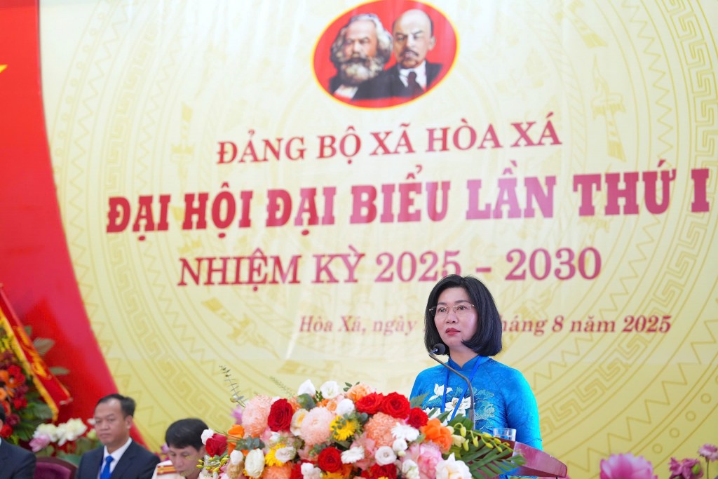 Đồng chí Phùng Thị Hồng Hà phát biểu chỉ đạo tại Đại hội