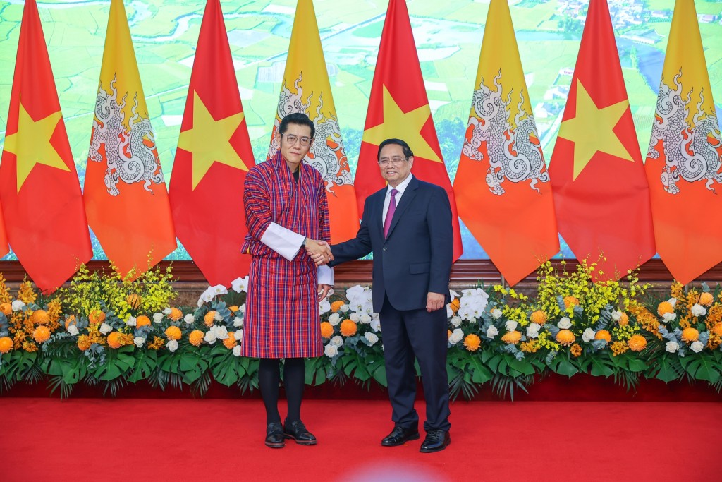 Thủ tướng Phạm Minh Chính hội kiến Quốc vương Bhutan - Ảnh: VGP/Nhật Bắc