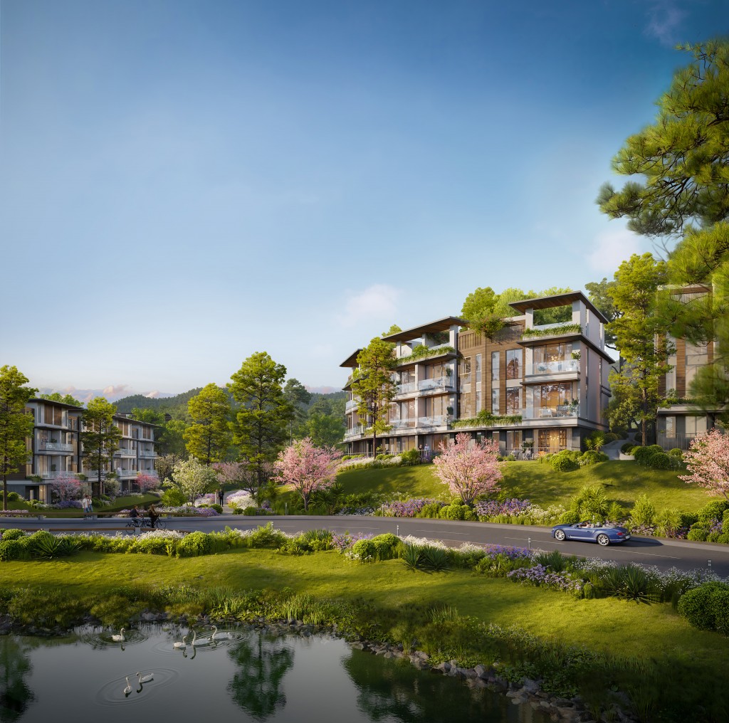 Cả mặt trước và sau của biệt thự Spring Residences đều được bao quanh bởi khoảng sân vườn xanh mướt, góp phần “mở rộng” tối đa không gian sống.