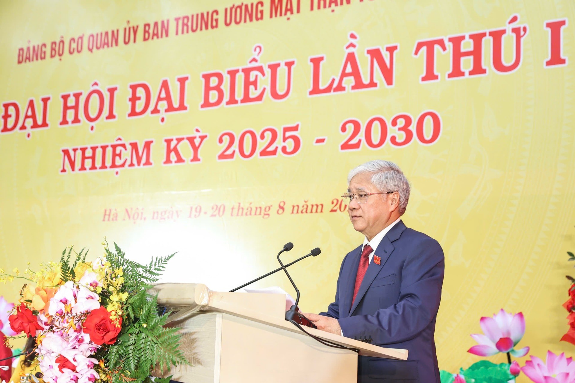 Chủ tịch UBTƯ MTTQ Việt Nam Đỗ Văn Chiến phát biểu tại Đại hội. Ảnh: Quang Vinh.
