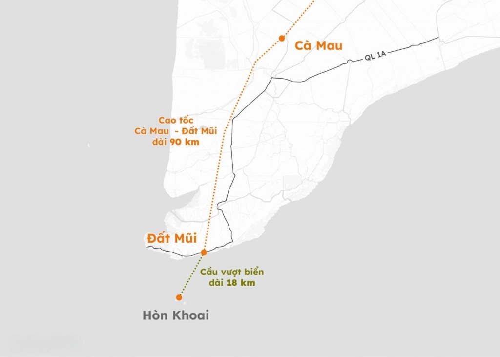 Điểm nối cầu vượt biển từ đất liền ra đảo Hòn Khoai (Ảnh: Hoàng Thanh)