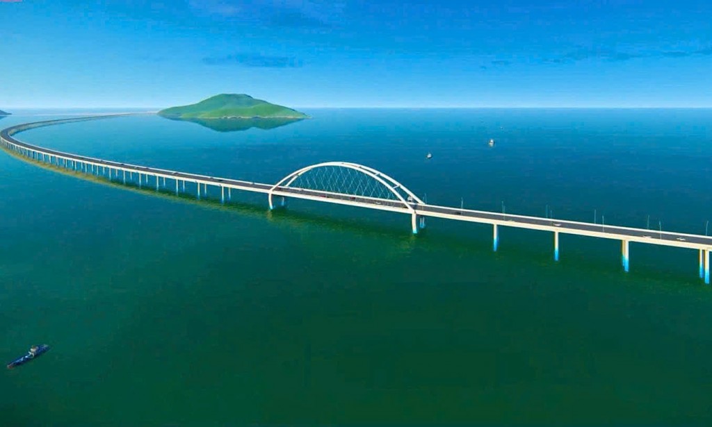 Phối cảnh cầu vượt biển từ đất liền nối đảo Hòn Khoai, kết nối cao tốc Cà Mau - Đất Mũi