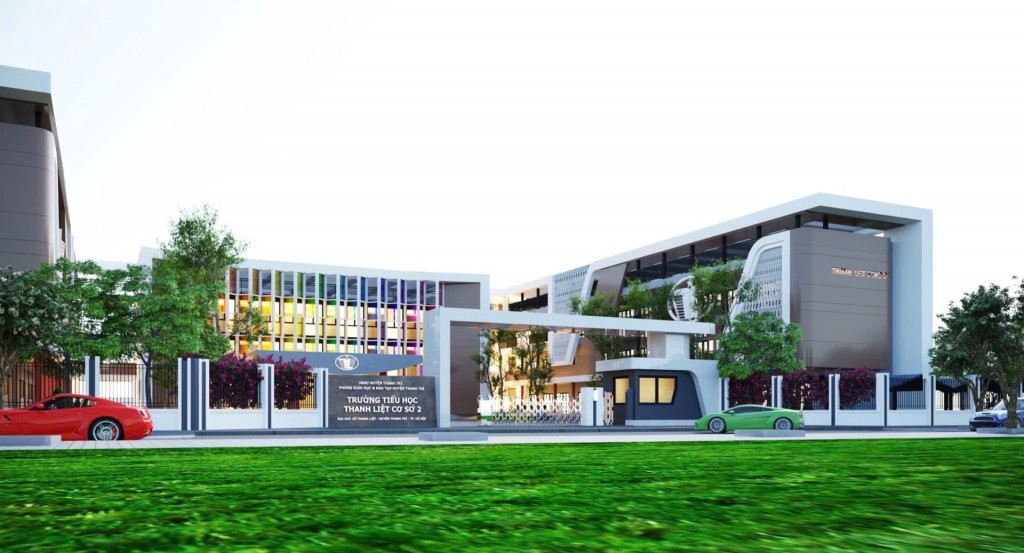 Phối cảnh trường Tiểu học Thanh Liệt 2 được xây dựng tại thôn Văn, phường Thanh Liệt