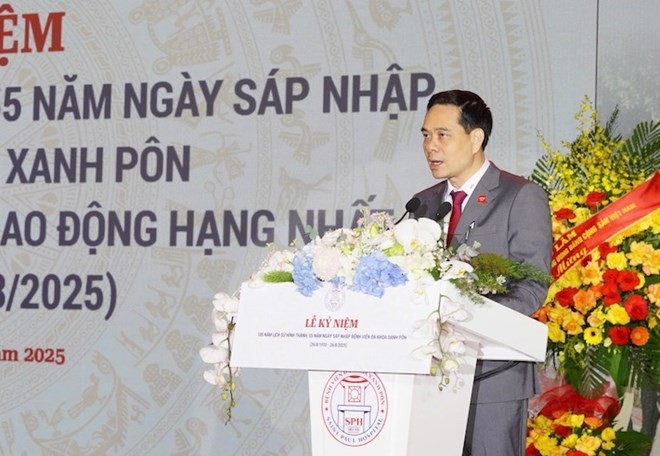 TS.BS Nguyễn Đức Long - Giám đốc Bệnh viện đa khoa Xanh Pôn phát biểu tại buổi lễ. 