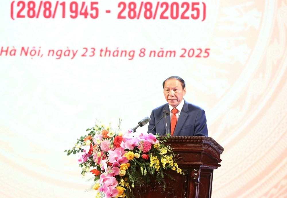 Bộ trưởng Bộ VHTTDL Nguyễn Văn Hùng phát biểu tại Lễ kỷ niệm (Ảnh: Trần Huấn)